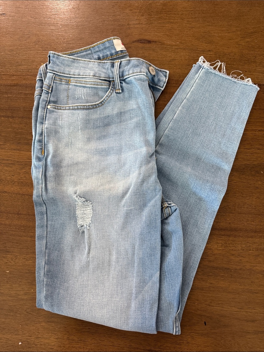 Wrangler Light Blue Skinny Jeans with Frayed Hem
